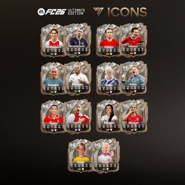 EA показала рейтинги Ибрагимовича, Тотти и других легенд футбола в FC 26